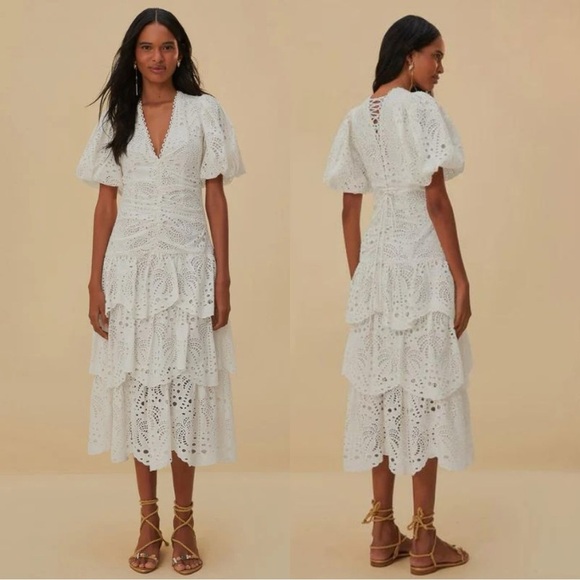 FARM Rio Dresses & Skirts - FARM RIO White Eyelet Midi Dress